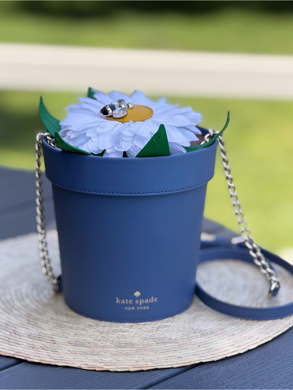 kate spade blue floral bucket crossbody